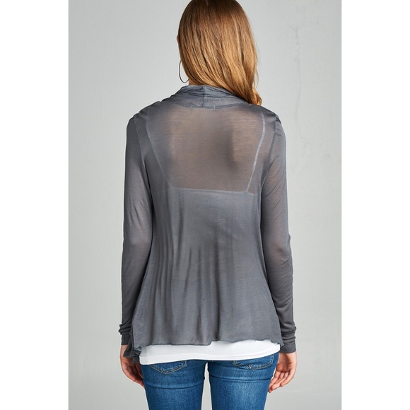 Turquoise Flyaway Pocket Draped Cardigan - Picture 3 of 3